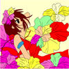 Kid's coloring: Girl and flowers